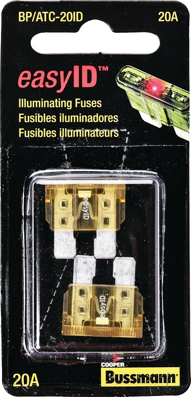 Bussmann BP/ATC-20ID Automotive Fuse, 1 kA Interrupt, Blade Fuse, 32 VDC, Yellow.