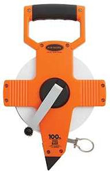 Keson NR18100 Tape Measure, 100 ft L Blade, 3/8 in W Blade, Steel Blade, ABS Case, Gray Case