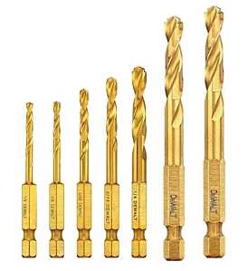 DEWALT IMPACT READY Series DD5157 Drill Bit Set, 7-Piece, Steel, Titanium-Coated