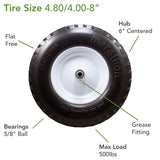 Marathon 8 in. D X 13.3 in. D 300 lb. cap. Centered Wheelbarrow Tire Polyurethane 1 pk