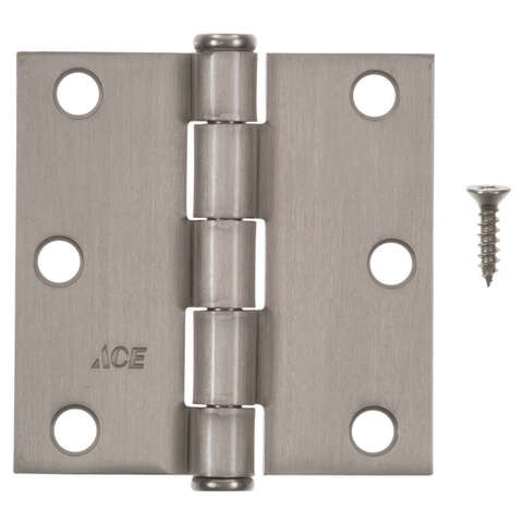 Ace 3 in. L Satin Nickel Residential Door Hinge 3 pk