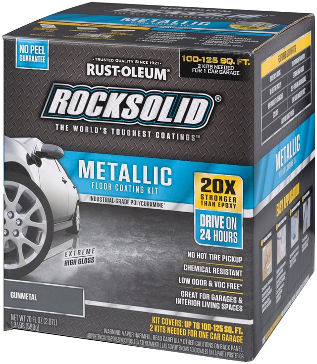 Rust-Oleum 299743 Floor Coating Kit, High-Gloss, Gunmetal, Liquid, 70 oz