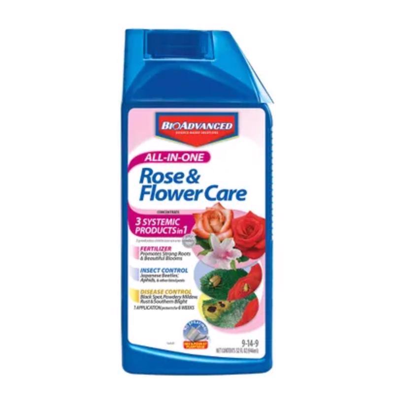 BioAdvanced All-in-One Concentrate Rose & Flower Care 32 oz, Pack of 8