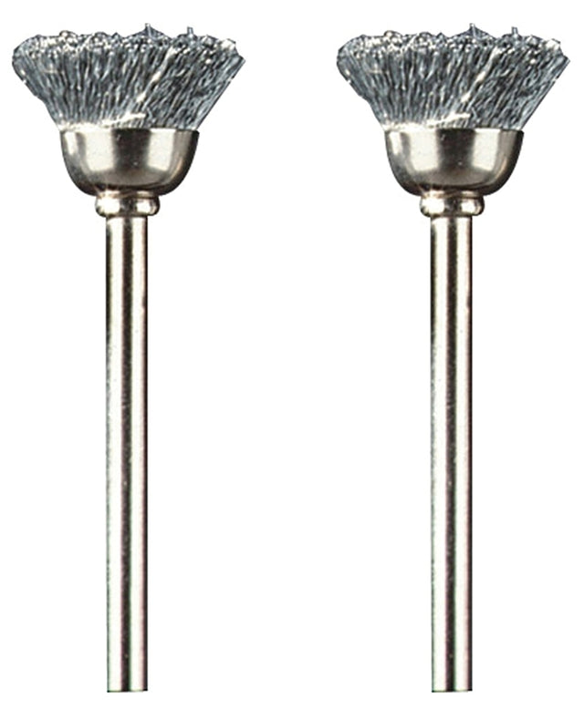 Dremel 442-02 Brush, 1/2 in Dia, 1/8 in Arbor/Shank, Straight Bristle, Carbon Steel Bristle