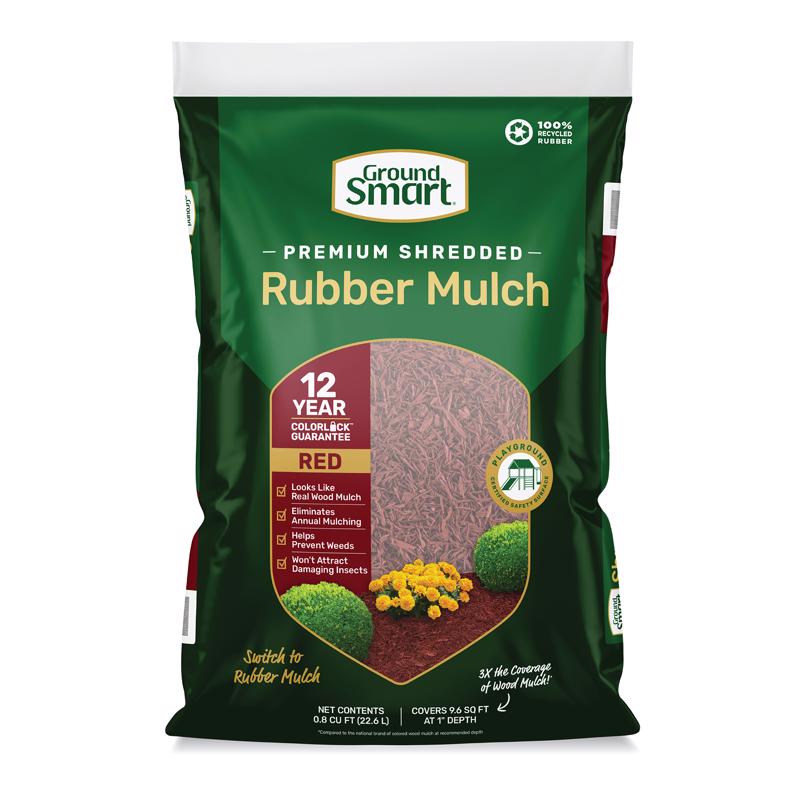 Ground Smart Red Shredded Rubber Mulch 0.8 cu ft