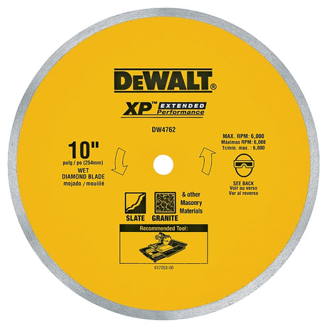 DeWALT DW4762 Saw Blade, 10 in Dia, 5/8 in Arbor, Continuous Rim