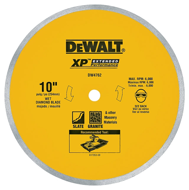 DeWALT DW4762 Saw Blade, 10 in Dia, 5/8 in Arbor, Continuous Rim