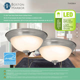 Boston Harbor 4200-LED- BN Flush Mount Ceiling Fixture, 120 V, 15 W, 2-Lamp, LED Lamp, 1100 Lumens