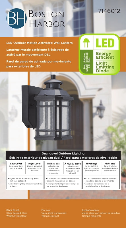 Boston Harbor LED-0214-WD-SE Outdoor Motion Activated Wall Lantern, 120 V, 10.5 W, LED Lamp, 350 Lumens, Black Fixture