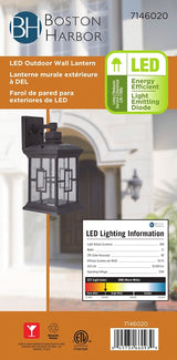 Boston Harbor LED-0172F-WD Outdoor Wall Lantern, 120 V, 11 W, LED Lamp, 600 Lumens, 3000 K Color Temp