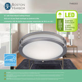 Boston Harbor CL200AC Flush Mount Ceiling Fixture, 120 V, 15 W, 1-Lamp, LED Lamp, 1050 Lumens, 3000 K Color Temp