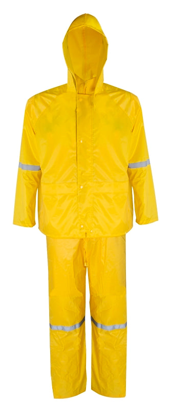 Diamondback RS3-01-XL Rain Suit, XL, 43 in Inseam, Polyester, Yellow, Concealed Collar, Zipper with Storm Flap Closure