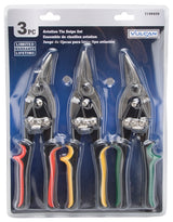 Vulcan NTS03 Aviation Snips Set, 10-1/8 in OAL, Left/Right/Straight Cut, Carbon Steel Blade, Cushion Grip Handle