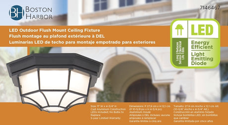 Boston Harbor LED-3003M Flush Mount Ceiling Fixture, 120 V, 13.76 W, 1-Lamp, LED Lamp, 880 Lumens, 3000 K Color Temp