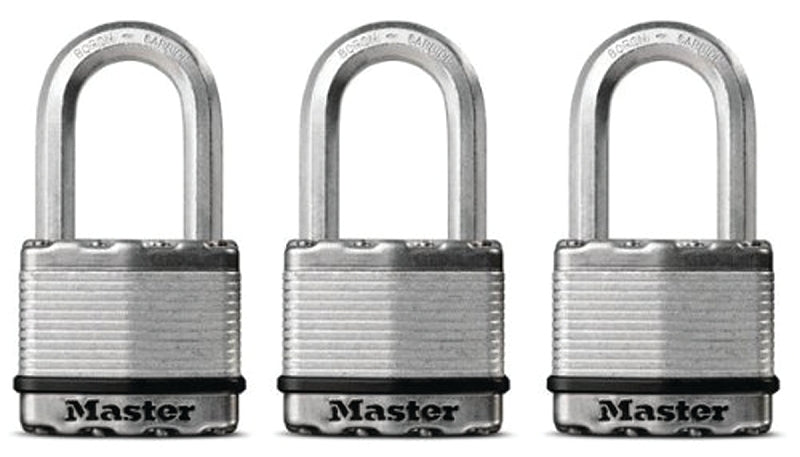 Master Lock Magnum Series M5XTRILHCCSEN Padlock, Keyed Different Key, 3/8 in Dia Shackle, 2 in H Shackle, Zinc