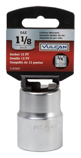 Vulcan MT-SS6036 Drive Socket, 1-1/8 in Socket, 3/4 in Drive, 12-Point, Chrome Vanadium Steel, Chrome