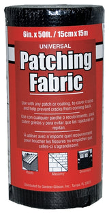 Gardner 4502-GA Patching Fabric, 50 ft L, 6 in W, Fiberglass, Black