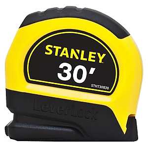 STANLEY LeverLock Series STHT30819S Tape Measure, 30 ft L Blade, 1 in W Blade, Steel Blade, ABS/Rubber Case, Orange Case