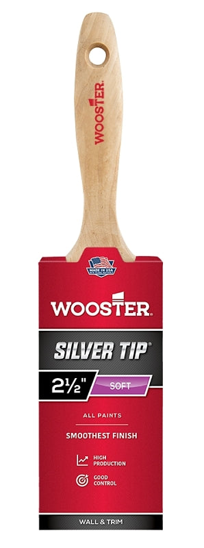 Wooster 5222-2-1/2 Paint Brush, 2-1/2 in W, 2-15/16 in L Bristle, Polyester Bristle, Varnish Handle