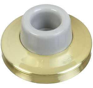National Hardware N198-069 Door Stop, 2.34 in Dia Base, 1 in Projection, Brass/Rubber, 3.4 in H