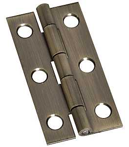 National Hardware N211-243 Decorative Narrow Hinge, 2 in H Door Leaf, 0.04 in Thick Door Leaf, Brass, Antique Brass