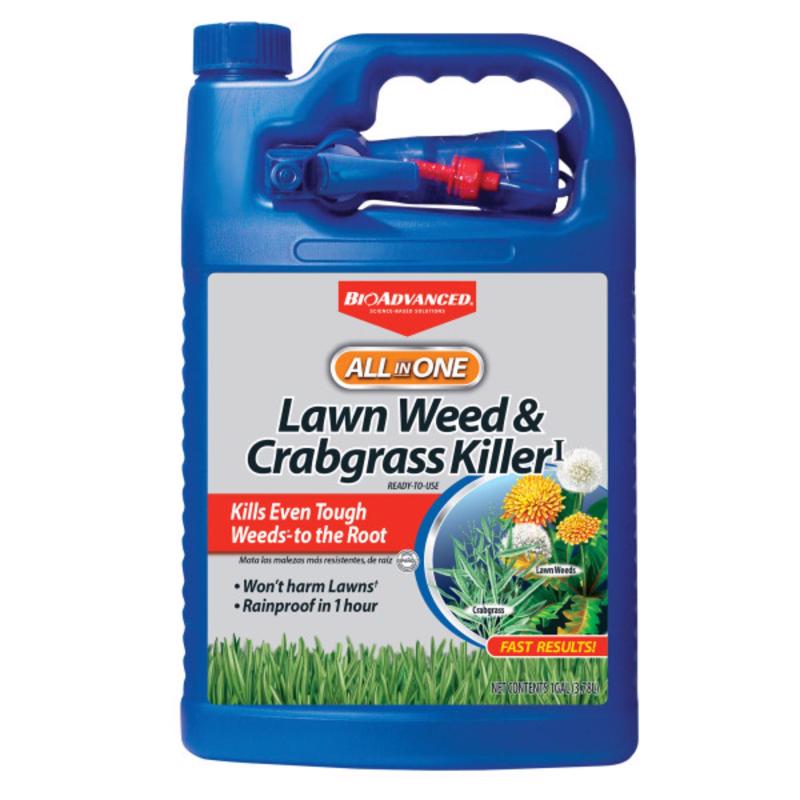 BioAdvanced 704130A Weed and Crabgrass Killer, Liquid, Black/Brown, 1 gal Bottle