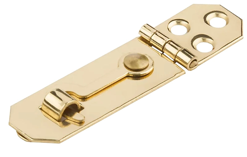 National Hardware V1828 Series N211-912 Hasp with Hook, 2-3/4 in L, 3/4 in W, Brass, Solid Brass