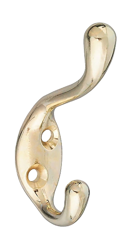 National Hardware V166 Series N248-229 Coat and Hat Hook, Wall Mounting, 75 lb, Zinc, Brass