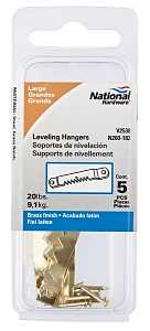 National Hardware V2538 Series N260-182 Leveling Hanger, 20 lb, Steel, Brass, 5/PK, Pack of 5