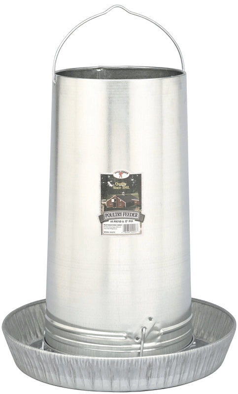 Little Giant 914273 Poultry Feeder, 40 lb Capacity, Rolled Edge, Galvanized Steel, Pack of 6