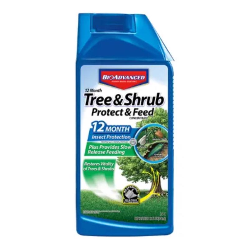 BioAdvanced 701810A Concentrated Tree and Shrub Protect and Feed II, Liquid, Green, 32 oz Bottle