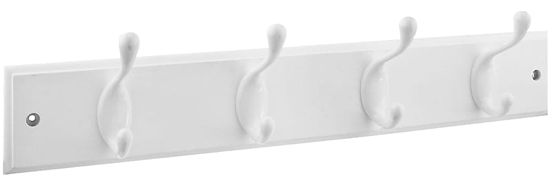 National Hardware B8170 Series S827-121 Hook Rail, Wall Mounting, 18 in L x 5/8 in W x 2-3/4 in H Dimensions, White