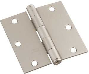 National Hardware N830-326 Square Corner Door Hinge, Cold Rolled Steel, Satin Nickel, Full-Mortise Mounting