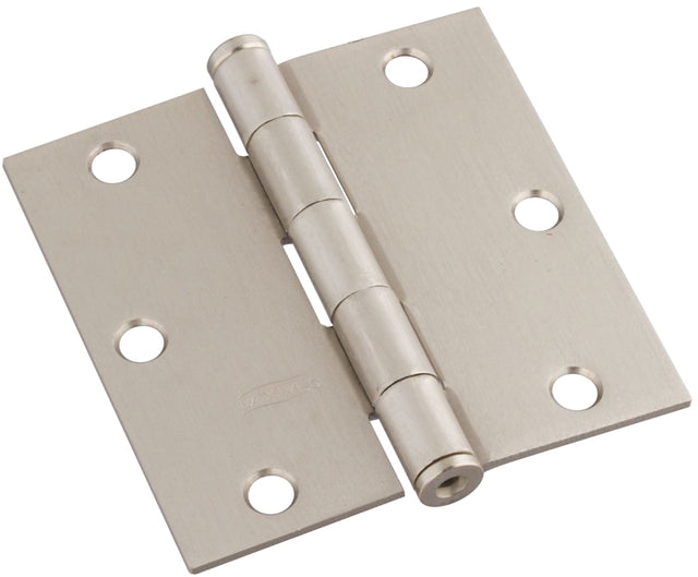 National Hardware N830-326 Square Corner Door Hinge, Cold Rolled Steel, Satin Nickel, Full-Mortise Mounting