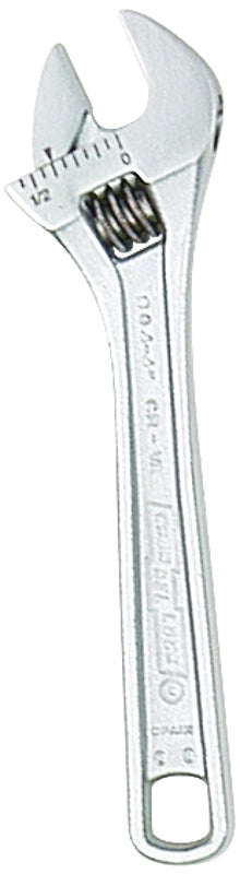 Channellock WIDEAZZ Series 804 Adjustable Wrench, 4-1/2 in OAL, 0.51 in Jaw, Steel, Chrome, Plain-Grip Handle