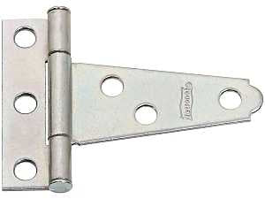 National Hardware N128-421 T-Hinge, 1.81 in W Frame Leaf, 0.54 in H Frame Leaf, Steel, Zinc, Tight Pin, 18 lb