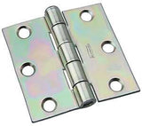 National Hardware N139-832 Broad Hinge, 3 in W Frame Leaf, 0.08 in Thick Frame Leaf, Steel, Zinc, Removable, Loose Pin