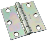 National Hardware N139-832 Broad Hinge, 3 in W Frame Leaf, 0.08 in Thick Frame Leaf, Steel, Zinc, Removable, Loose Pin