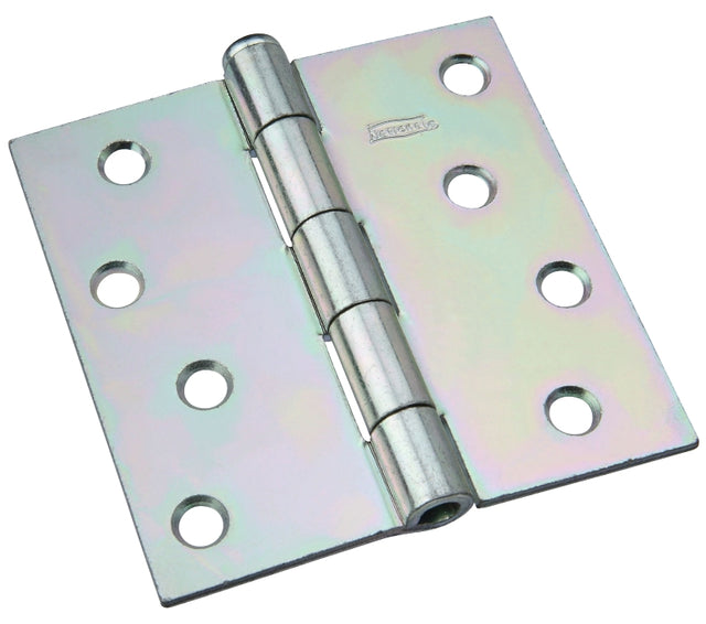 National Hardware N140-020 Broad Hinge, 4 in W Frame Leaf, 0.11 in Thick Frame Leaf, Steel, Zinc, Removable, Loose Pin