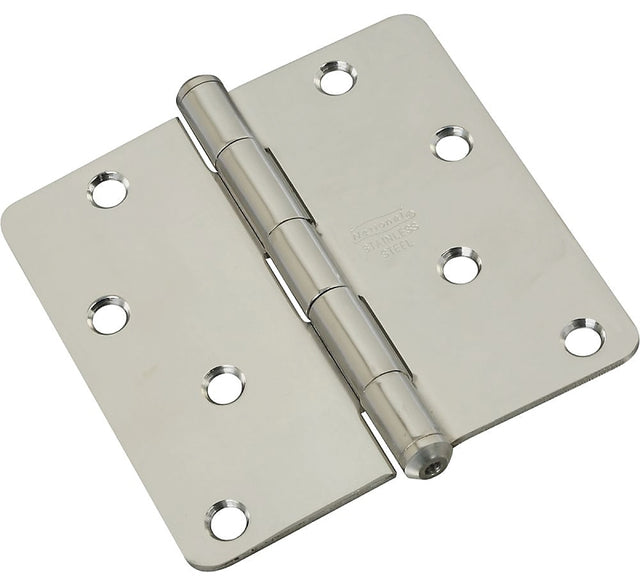 National Hardware N830-273 Door Hinge, Steel, Stainless Steel, Non-Rising, Removable Pin, Full-Mortise Mounting