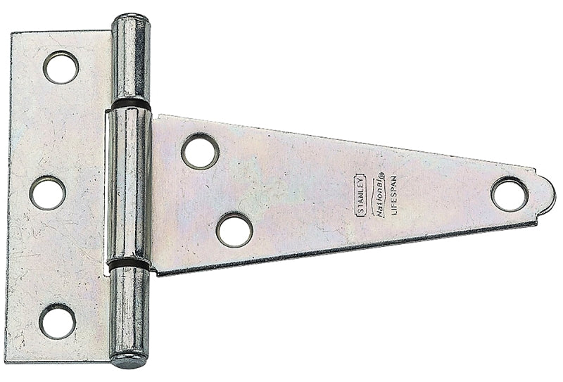 National Hardware N129-031 T-Hinge, 3.3 in W Frame Leaf, 1.127 in H Frame Leaf, Steel, Zinc, Tight Pin, 23 lb