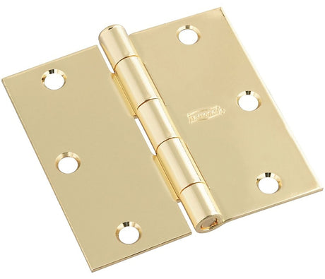 National Hardware N830-320 Square Corner Door Hinge, Cold Rolled Steel, Brass, Full-Mortise Mounting