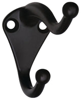 National Hardware V160 N330-761 Coat and Hat Hook, 35 lb, 2-Hook, Zinc, Oil-Rubbed Bronze