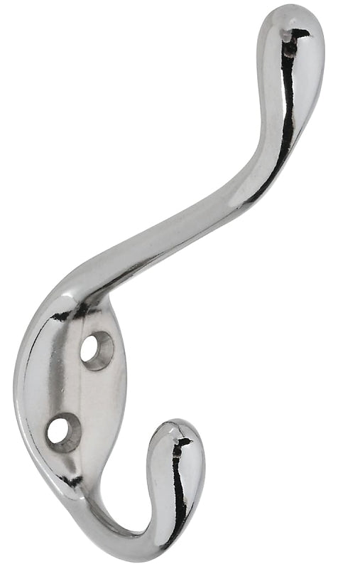 National Hardware V167 N273-490 Garment Hook, 35 lb, 2-Hook, Zinc, Chrome