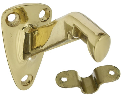 National Hardware N216-168 Handrail Bracket with Strap, 250 lb, Brass, Solid Brass