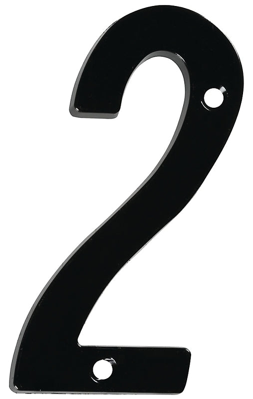 National Hardware V871 Series N238-642 House Number, Character: 2, 4 in H Character, Black Character, Zinc