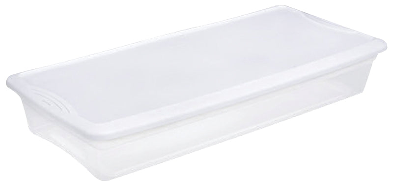 Sterilite 19608006 Storage Box, Plastic, Clear/White, 34-7/8 in L, 16-5/8 in W, 6-1/8 in H, Pack of 6