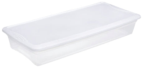 Sterilite 19608006 Storage Box, Plastic, Clear/White, 34-7/8 in L, 16-5/8 in W, 6-1/8 in H, Pack of 6