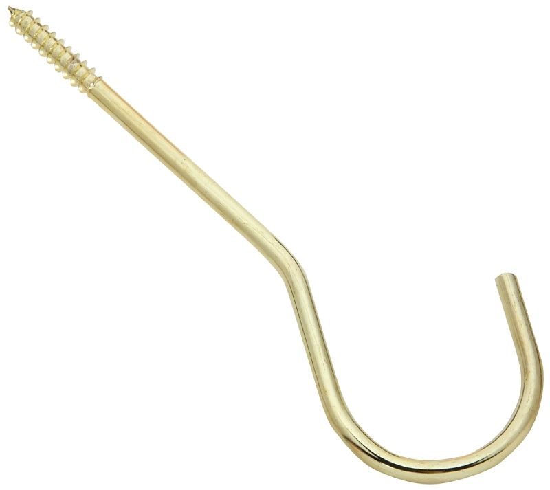 National Hardware V2666 Series N275-214 Ceiling Hook, 6 in L, Steel, Brass