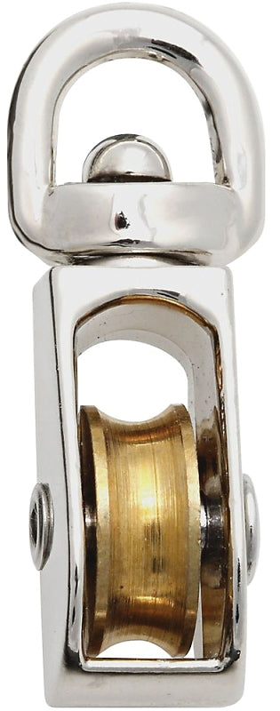 National Hardware N243-576 Pulley, 3/16 in Rope, 25 lb Working Load, 3/4 in Sheave, Nickel